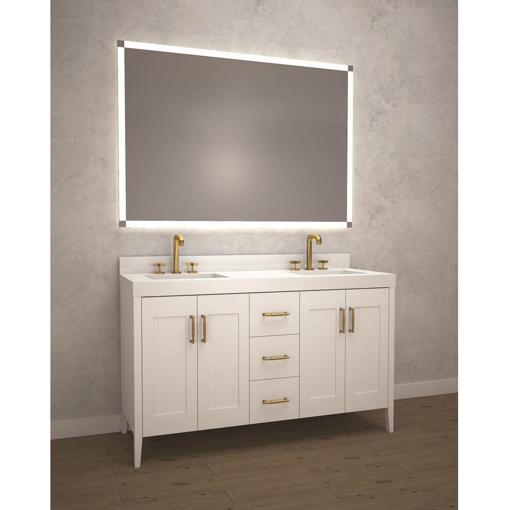Madeli - Madeli Encore 60D'' Free Standing Vanity White/HW: Brushed Nickel(BN) - White With Brushed Nickel