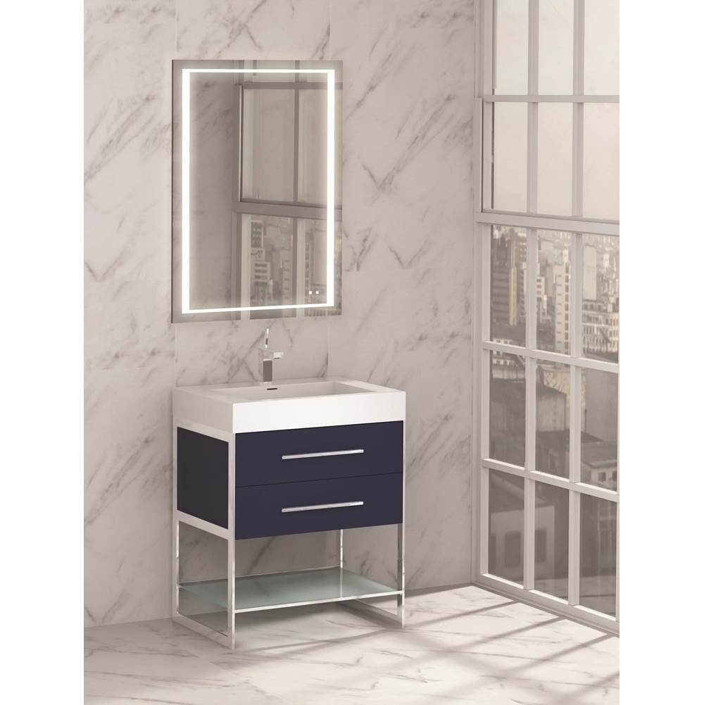Madeli - Madeli Silhouette 24'' Free Standing Vanity Sapphire/HW: Polished Nickel(PN) - Sapphire With Polished Nickel