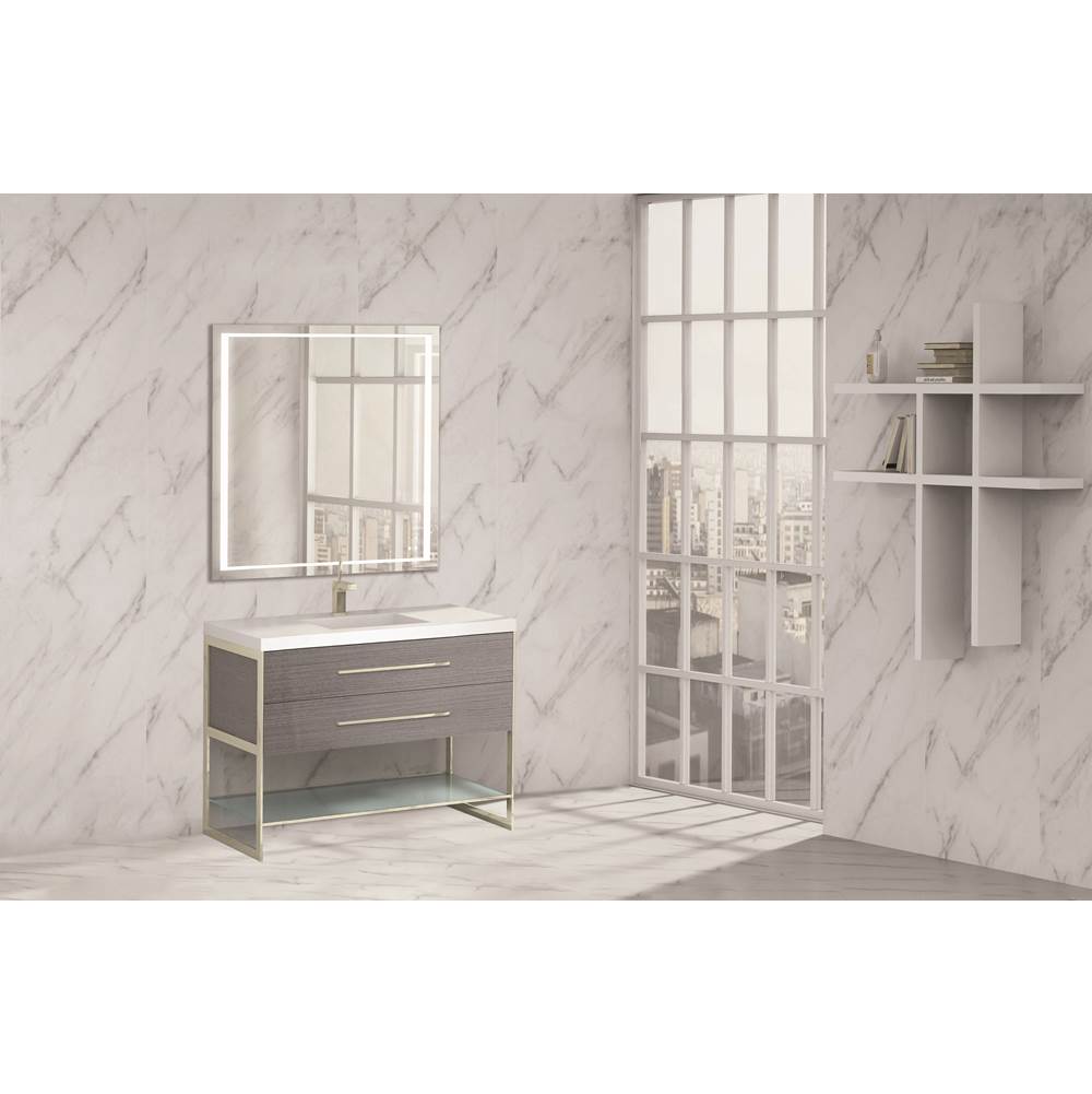 Madeli - Madeli Silhouette 48C'' Free standing Vanity Ash Grey/HW: Satin Brass(SB) - Ash Gray With Satin Brass