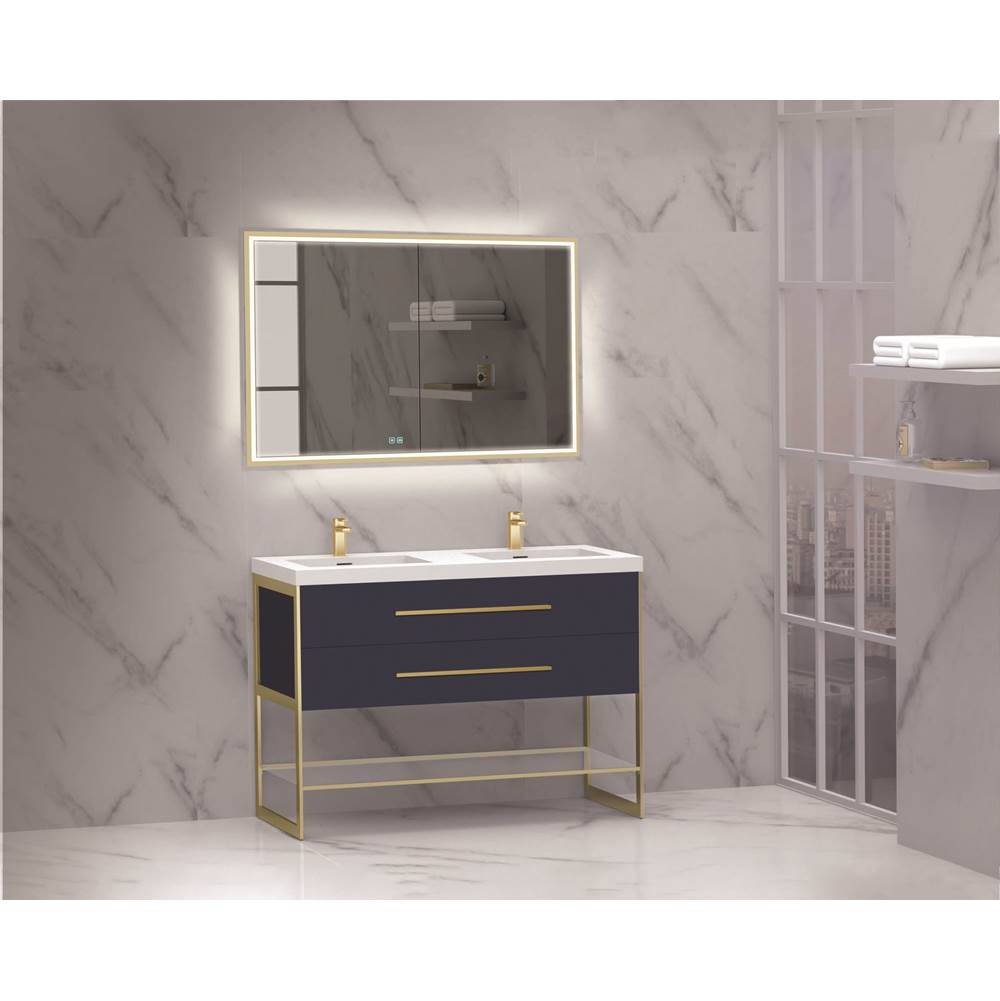 Madeli - Madeli Silhouette 48D'' Free standing Vanity Sapphire/HW: Polished Chrome(PC) - Sapphire With Polished Chrome