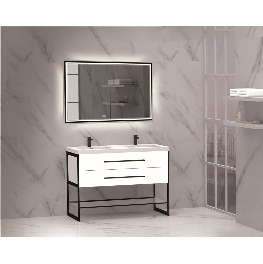 Madeli - Madeli Silhouette 48D'' Free standing Vanity White/HW: Polished Nickel(PN) - White With Polished Nickel