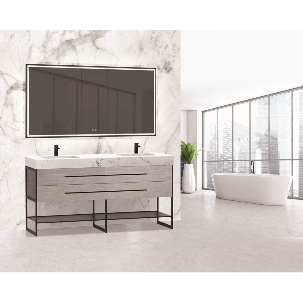 Madeli - Madeli Silhouette 72'' Free standing Vanity Ash Grey/HW: Matte Black(MB) - Ash Gray With Matte Black