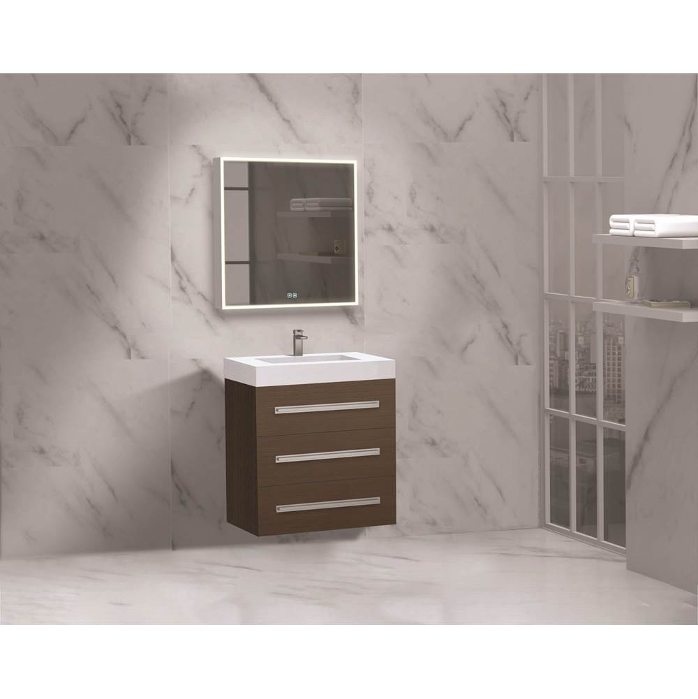 Madeli - Madeli Epic 24'' Wall hung Vanity Cabinet Walnut Finish/HW: Polished Chrome(PC) - Walnut With Polished Chrome