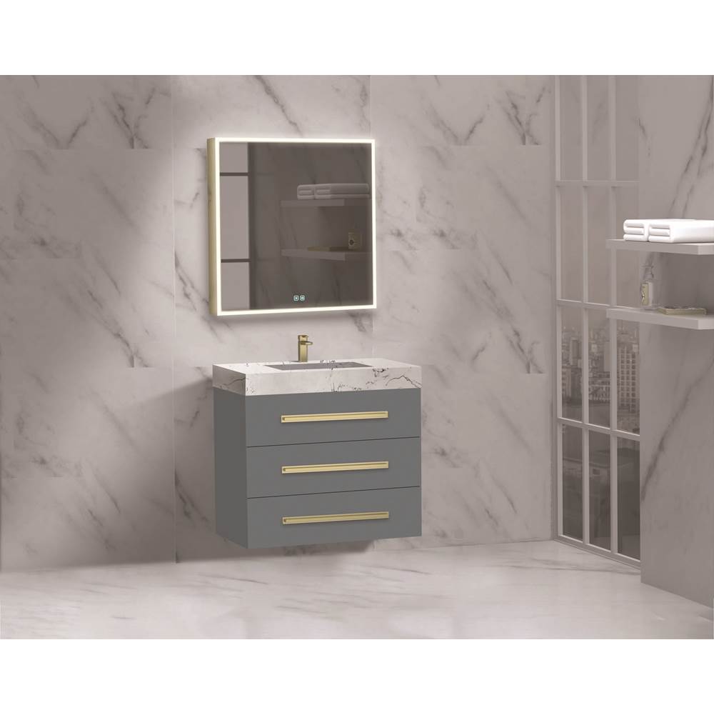 Madeli - Madeli Epic 30'' Wall hung Vanity Cabinet Studio Grey Finish/HW: Polished Nickel(PN) - Studio Gray With Polished Nickel