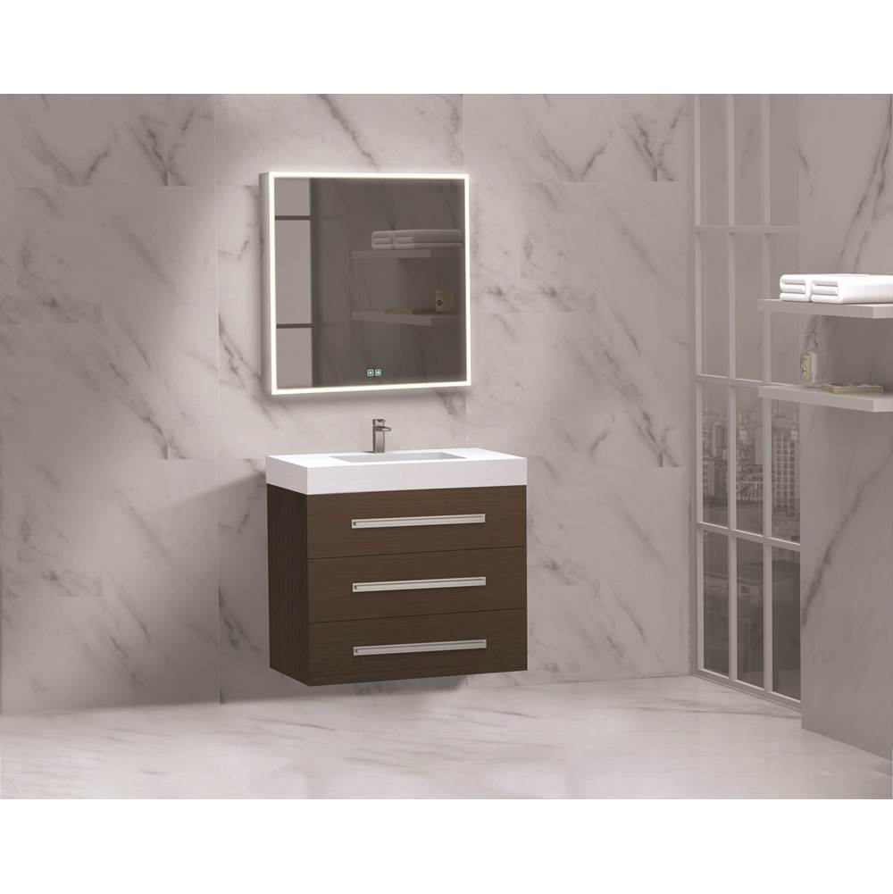 Madeli - Madeli Epic 30'' Wall hung Vanity Cabinet Walnut Finish/HW: Matte Black(MB) - Walnut With Matte Black