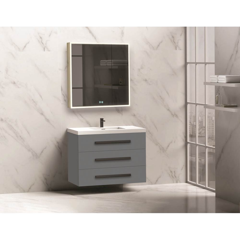 Madeli - Madeli Epic 36'' Wall hung Vanity Cabinet Studio Grey Finish/HW: Brushed Nickel(BN) - Studio Gray With Brushed Nickel