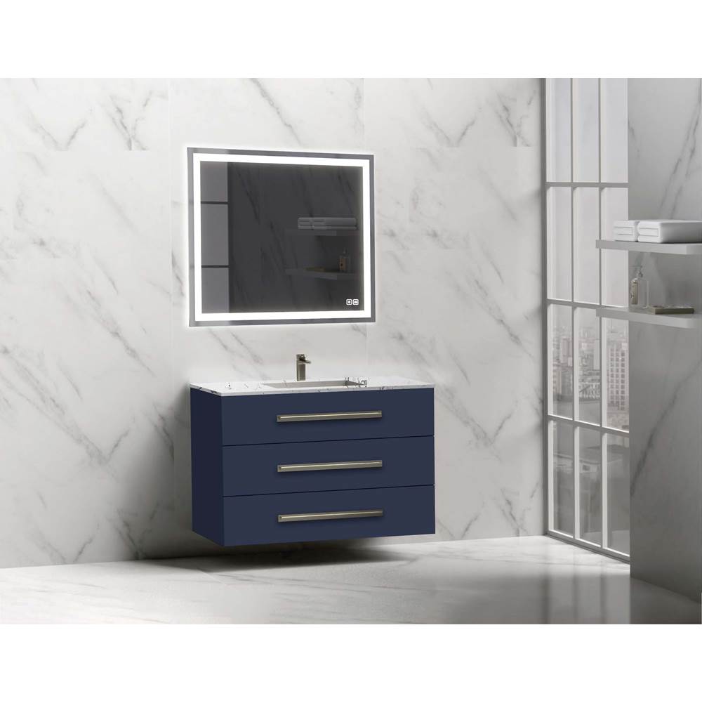 Madeli - Madeli Epic 42'' Wall hung Vanity Cabinet Sapphire Finish/HW: Satin Brass(SB) - Sapphire With Satin Brass