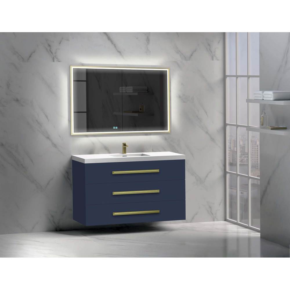 Madeli - Madeli Epic 48C'' Wall hung Vanity Cabinet Sapphire Finish/HW: Polished Chrome(PC) - Sapphire With Polished Chrome