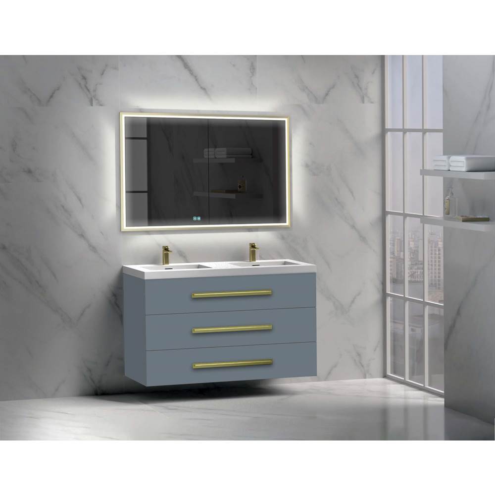 Madeli - Madeli Epic 48D'' Wall hung Vanity Cabinet Studio Grey Finish/HW: Polished Chrome(PC) - Studio Gray With Polished Chrome