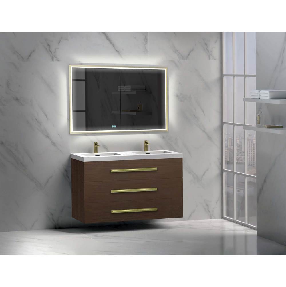 Madeli - Madeli Epic 48D'' Wall hung Vanity Cabinet Walnut Finish/HW: Polished Chrome(PC) - Walnut With Polished Chrome