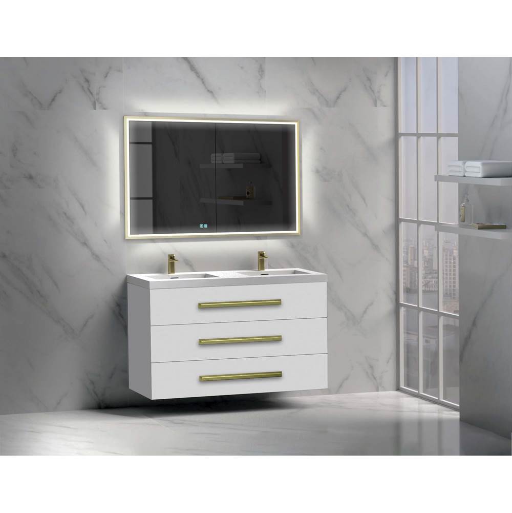 Madeli - Madeli Epic 48D'' Wall hung Vanity Cabinet White Finish/HW: Polished Chrome(PC) - White With Polished Chrome