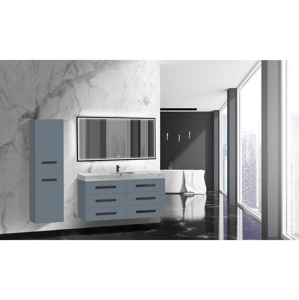 Madeli - Madeli Epic 60C'' Wall hung Vanity Cabinet Studio Grey Finish/HW: Matte Black(MB) - Studio Gray With Matte Black