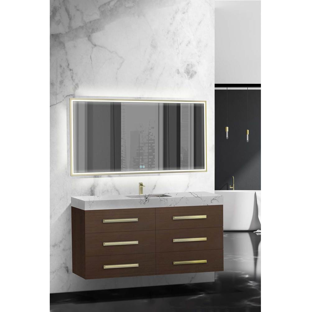 Madeli - Madeli Epic 60C'' Wall hung Vanity Cabinet Walnut Finish/HW: Brushed Nickel(BN) - Walnut With Brushed Nickel