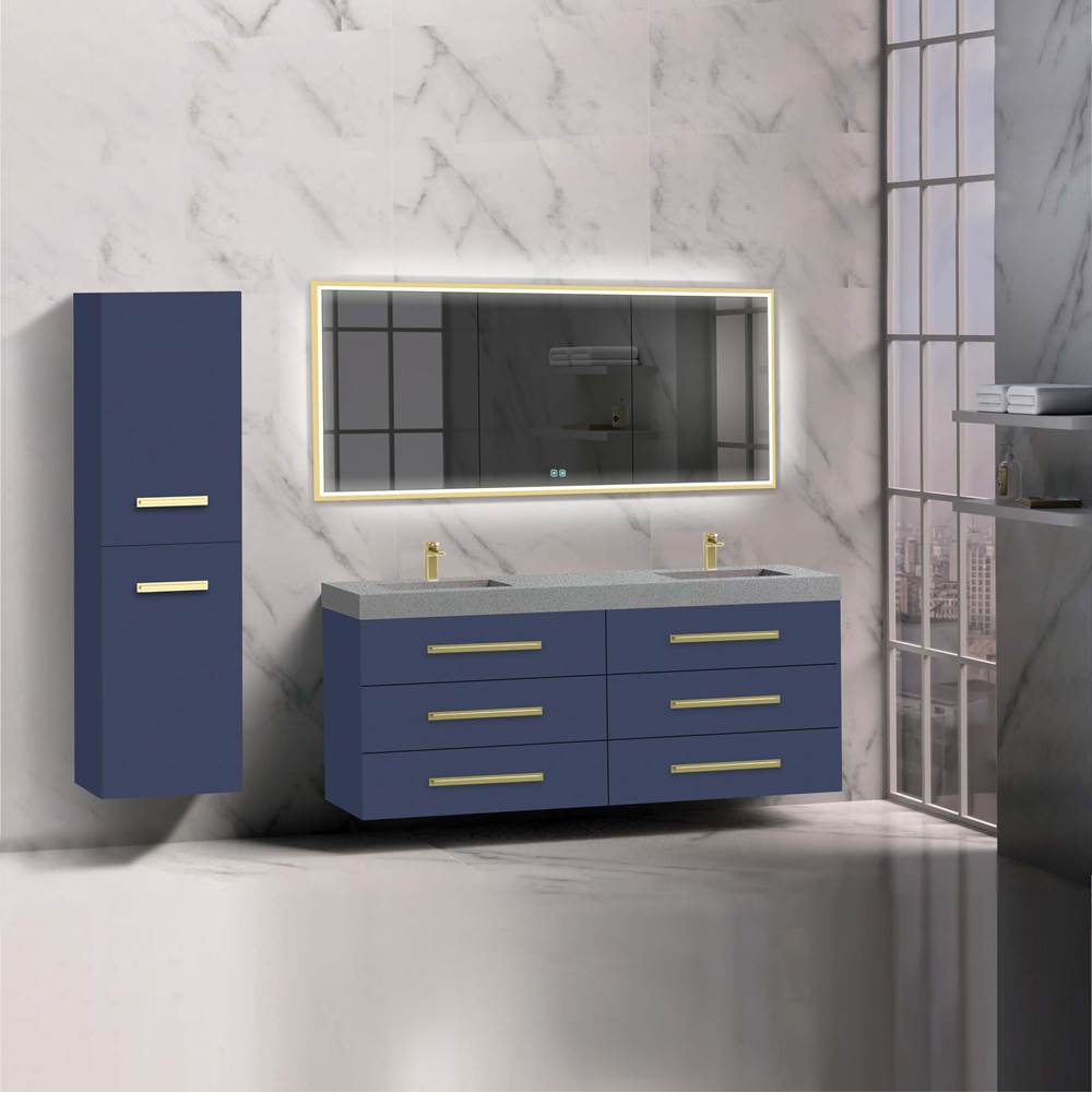 Madeli - Madeli Epic 72'' Wall hung Vanity Cabinet Sapphire Finish/HW: Polished Nickel(PN) - Sapphire With Polished Nickel