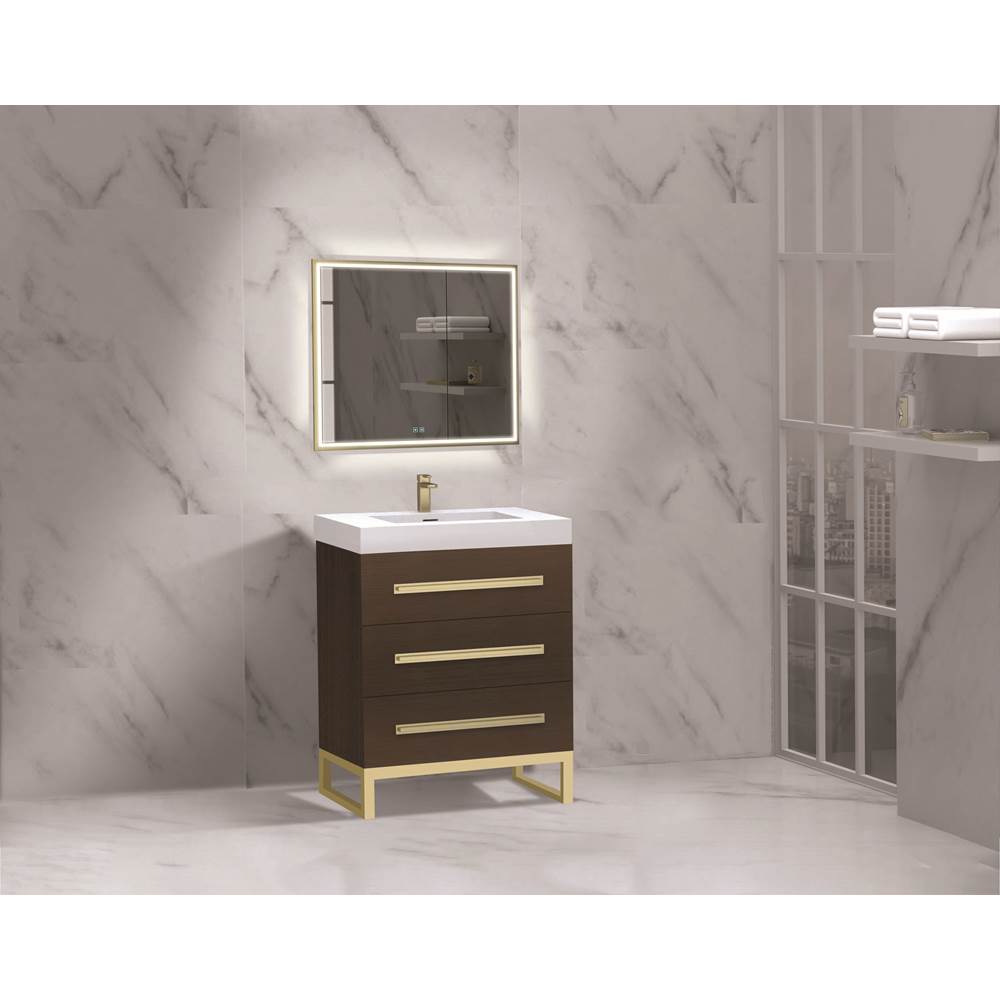 Madeli - Madeli Icon 24'' Free standing Vanity Cabinet in Walnut/HW: Matte Black(MB) - Walnut With Matte Black