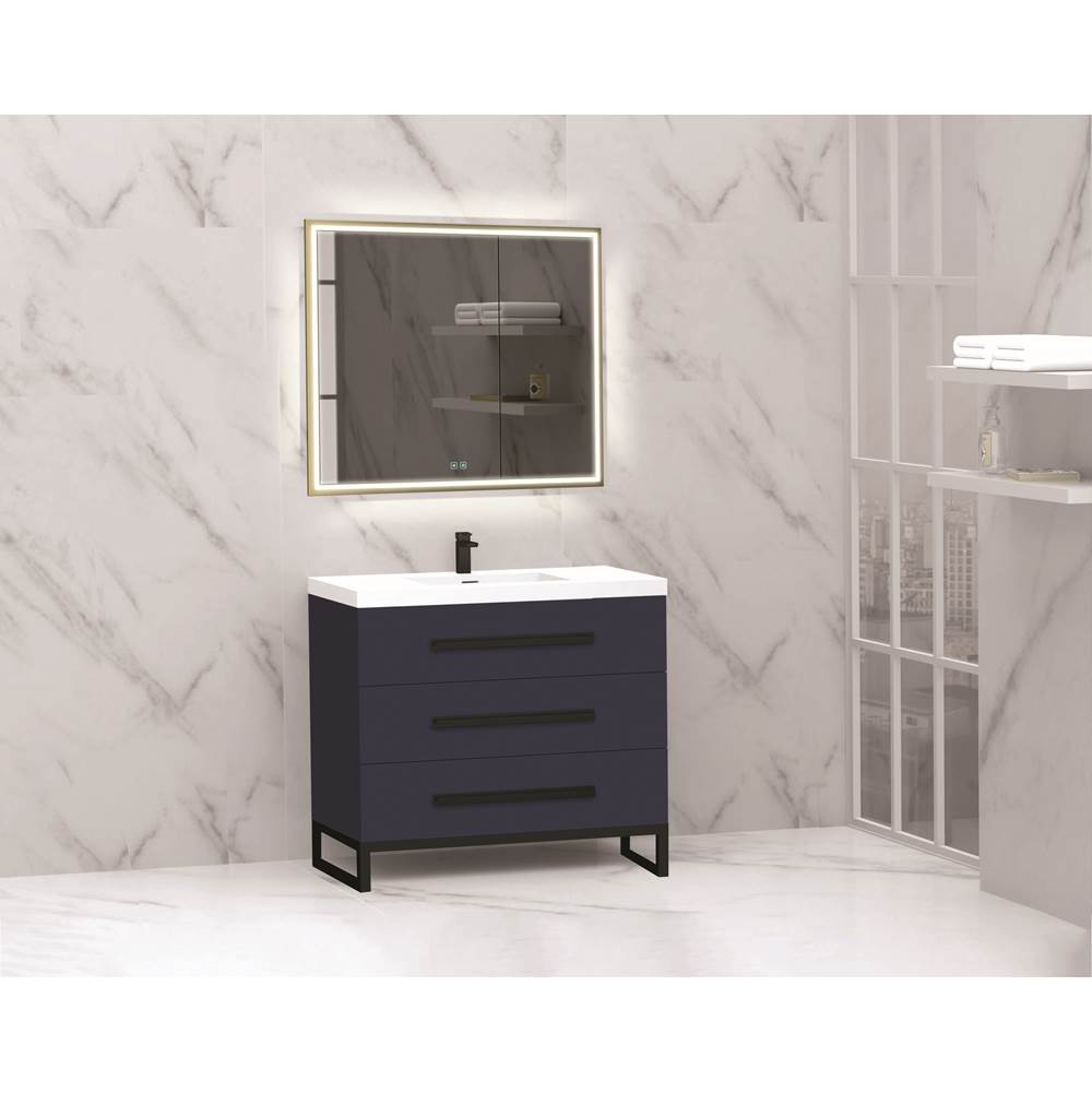 Madeli - Madeli Icon 36'' Free standing Vanity Cabinet in Sapphire/HW: Satin Brass(SB) - Sapphire With Satin Brass