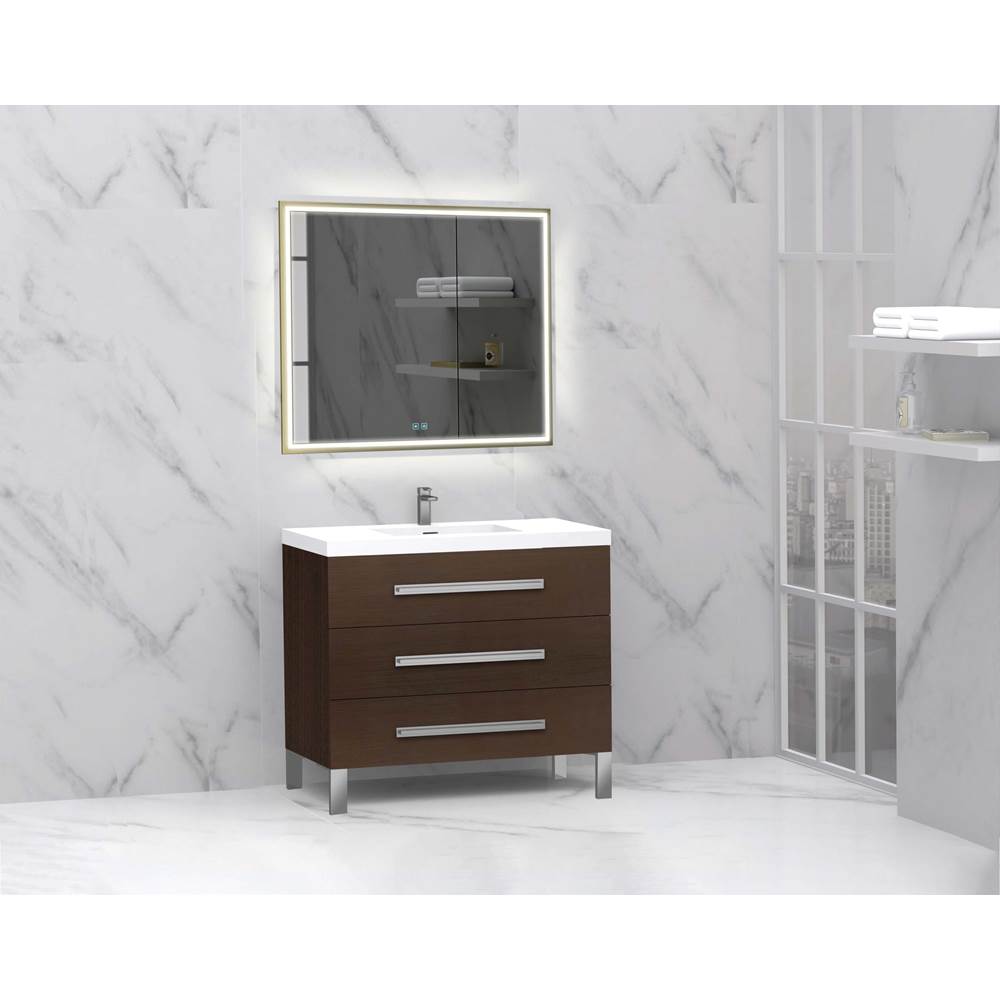 Madeli - Madeli Icon 36'' Free standing Vanity Cabinet in Walnut/HW: Polished Nickel(PN) - Walnut With Polished Nickel