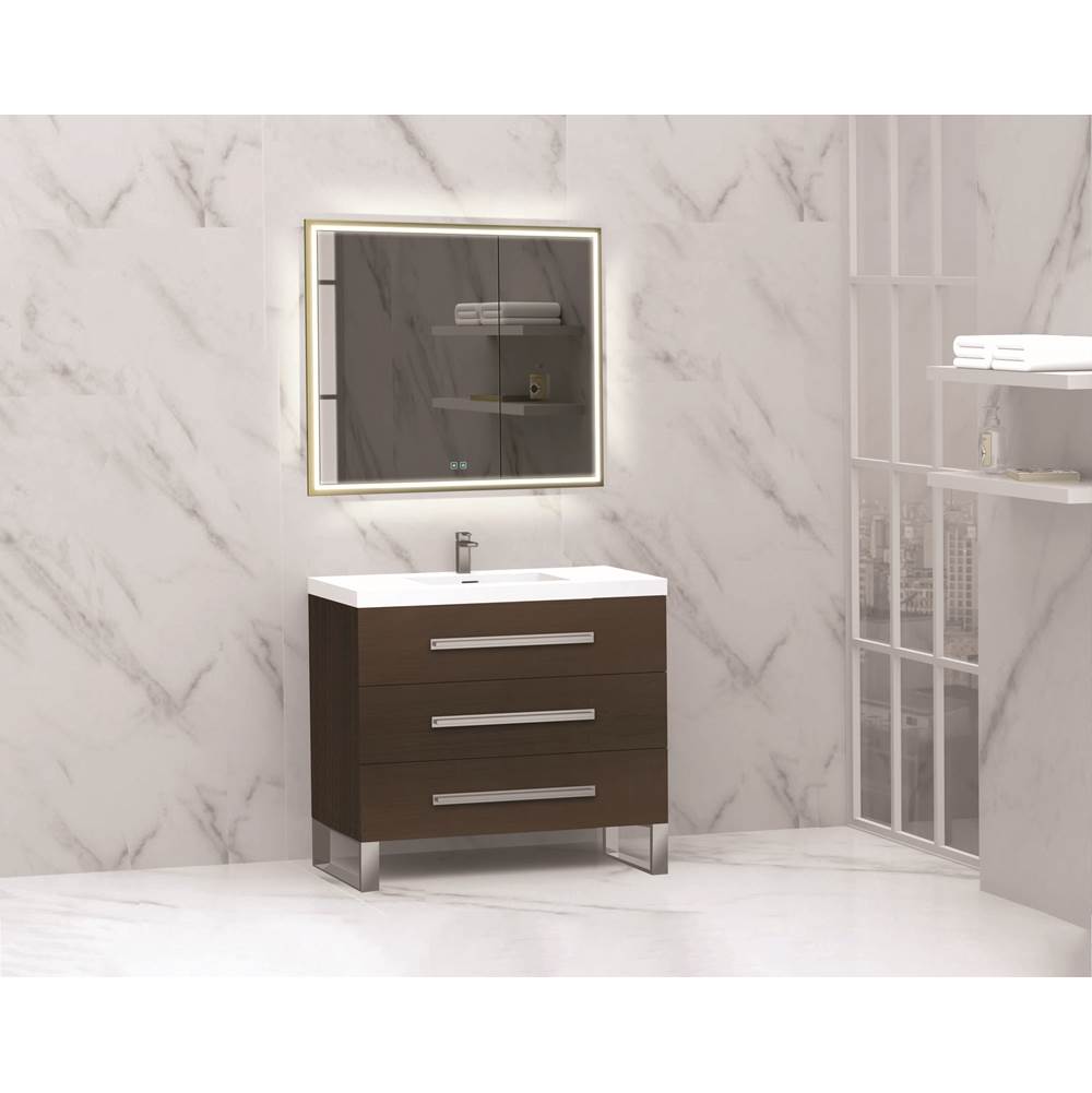 Madeli - Madeli Icon 36'' Free standing Vanity Cabinet in Walnut/HW: Brushed Nickel(BN) - Walnut With Brushed Nickel