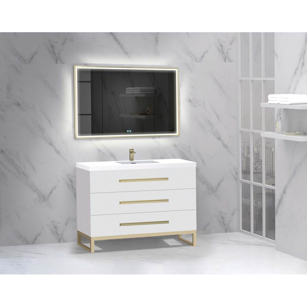 Madeli - Madeli Icon 48C'' Free standing Vanity Cabinet in White/HW: Matte Black(MB) - White With Matte Black