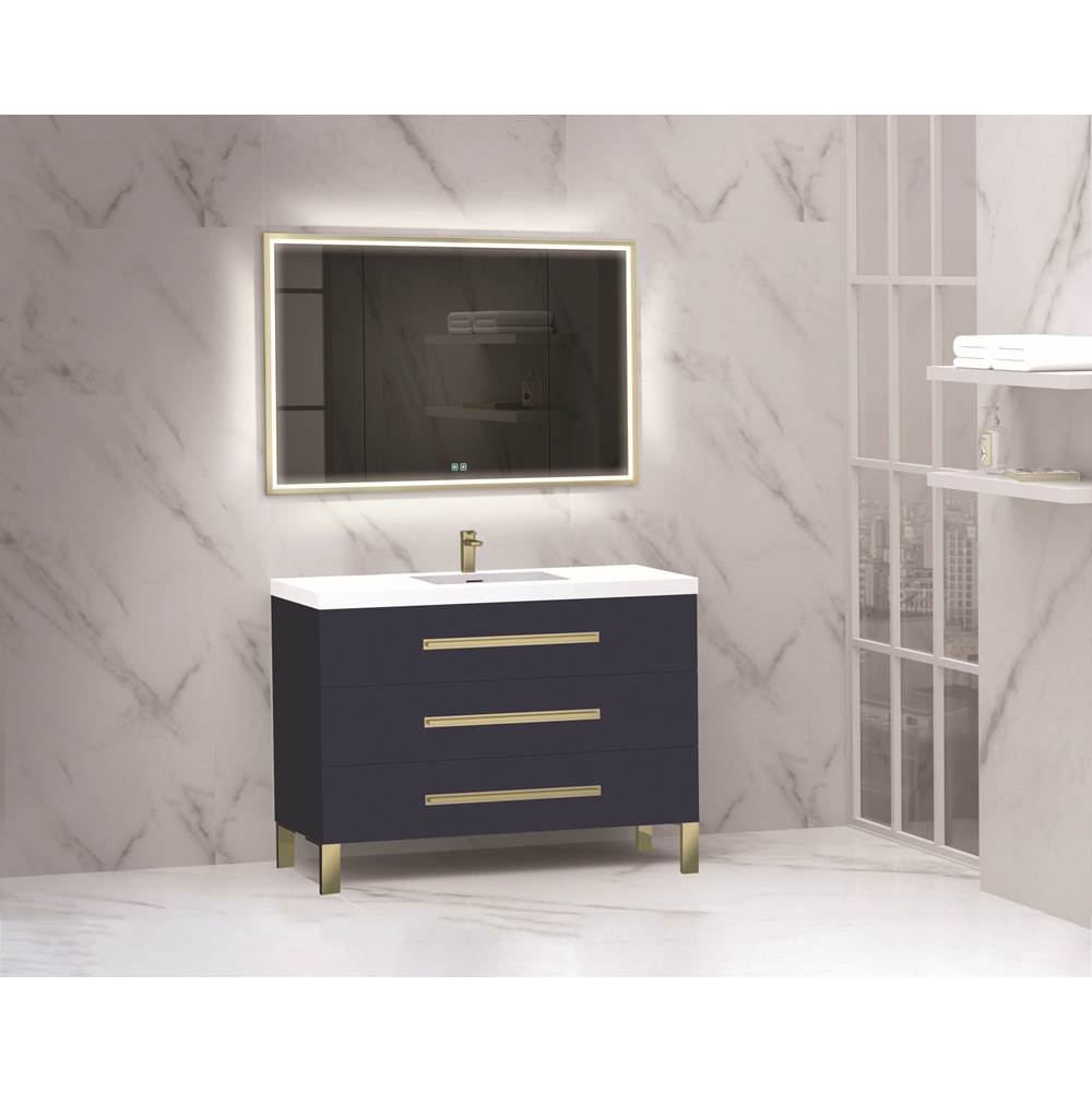 Madeli - Madeli Icon 48C'' Free standing Vanity Cabinet in Sapphire/HW: Polished Nickel(PN) - Sapphire With Polished Nickel