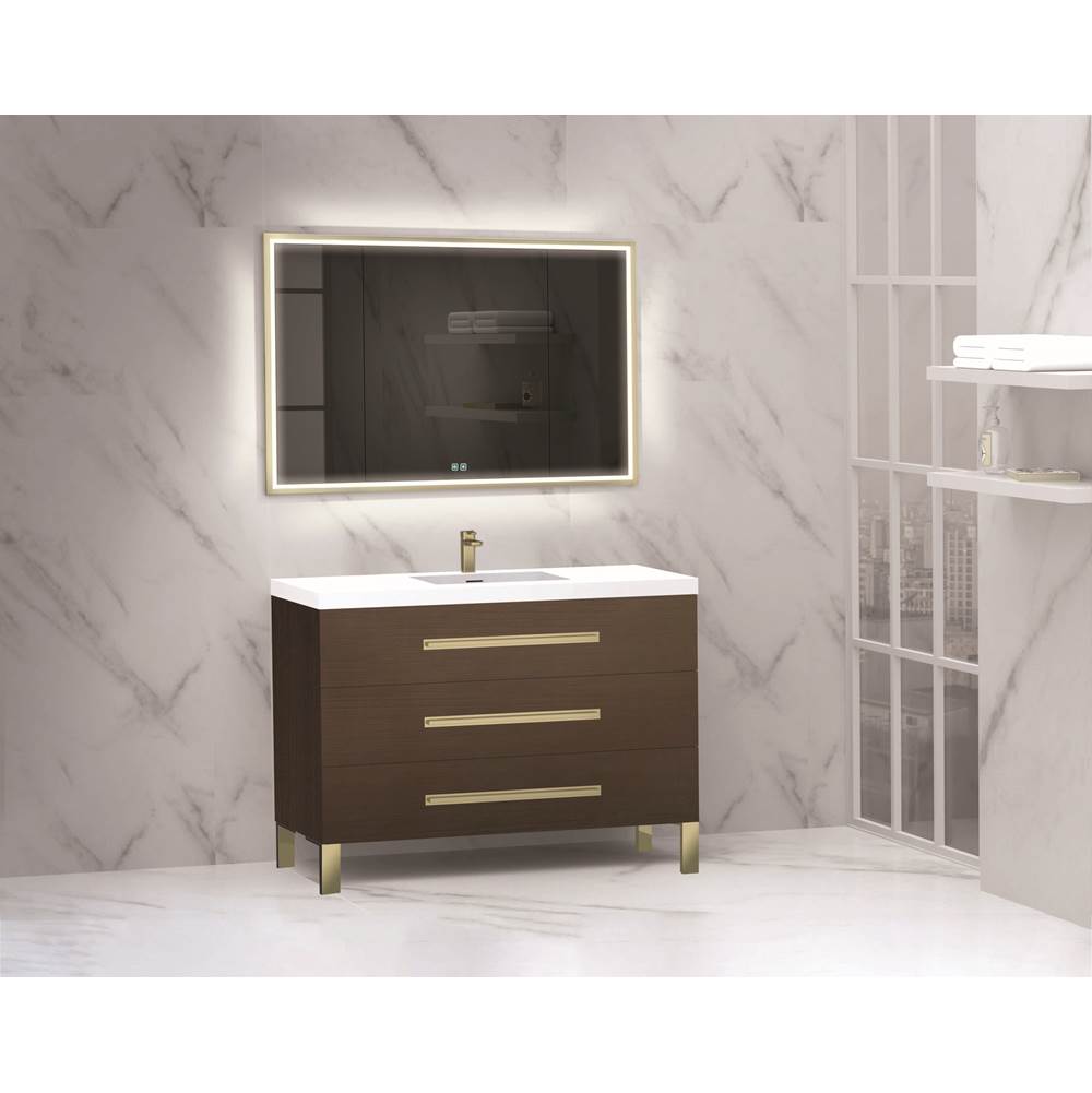 Madeli - Madeli Icon 48C'' Free standing Vanity Cabinet in Walnut/HW: Polished Chrome(PC) - Walnut With Polished Chrome