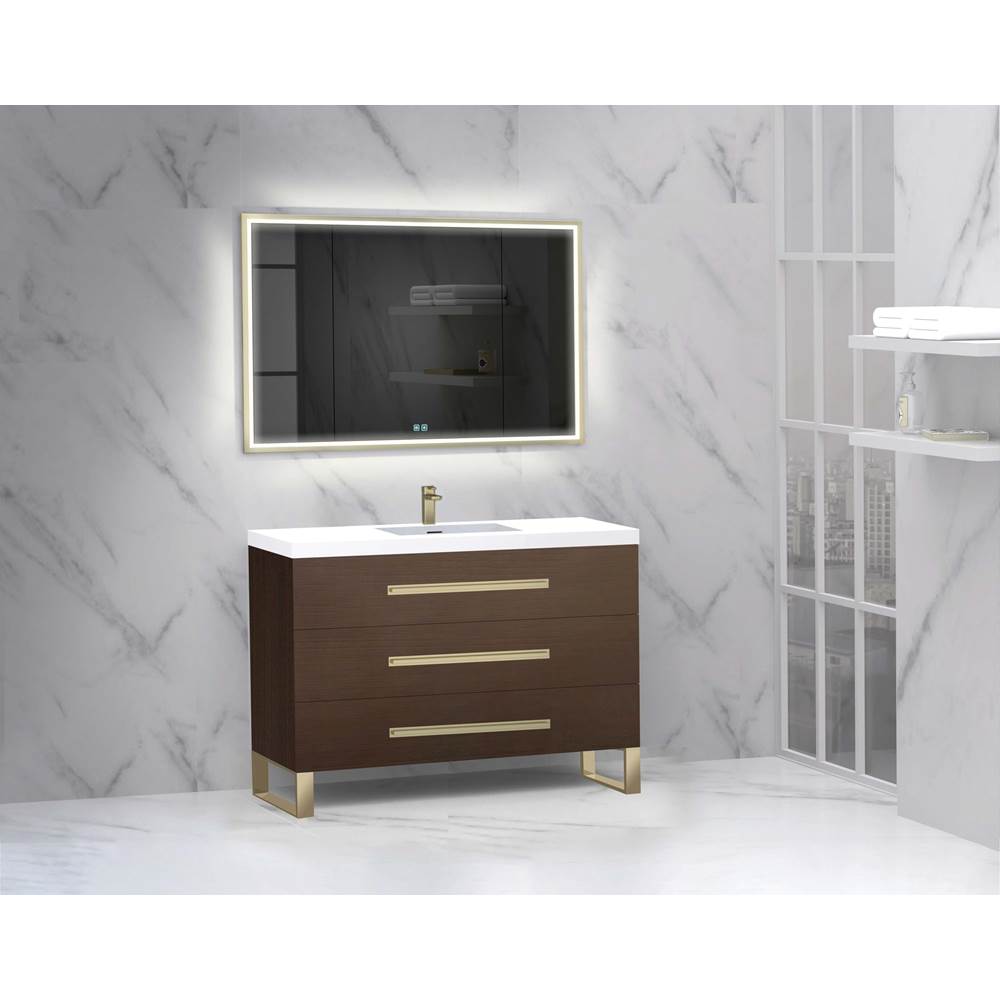 Madeli - Madeli Icon 48C'' Free standing Vanity Cabinet in Walnut/HW: Brushed Nickel(BN) - Walnut With Brushed Nickel