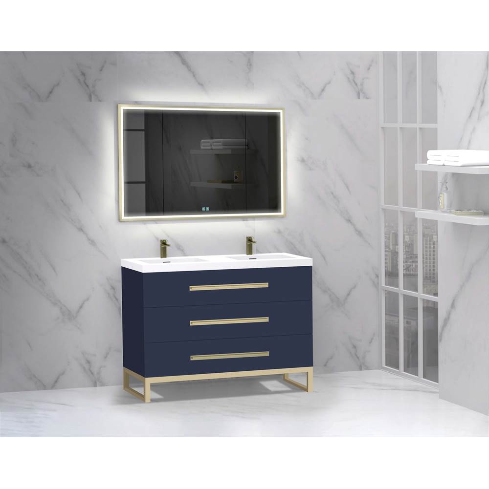 Madeli - Madeli Icon 48D'' Free standing Vanity Cabinet in Sapphire/HW: Satin Brass(SB) - Sapphire With Satin Brass