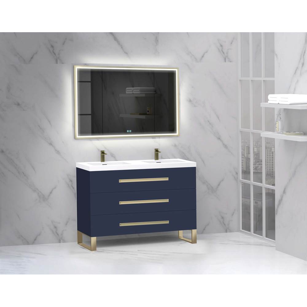 Madeli - Madeli Icon 48D'' Free standing Vanity Cabinet in Sapphire/HW: Polished Nickel(PN) - Sapphire With Polished Nickel