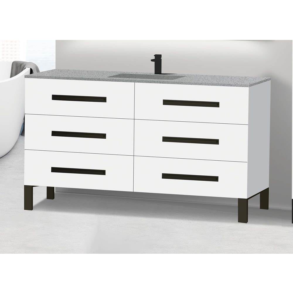Madeli - Madeli Icon 60C'' Free standing Vanity Cabinet in White/HW: Brushed Nickel(BN) - White With Brushed Nickel