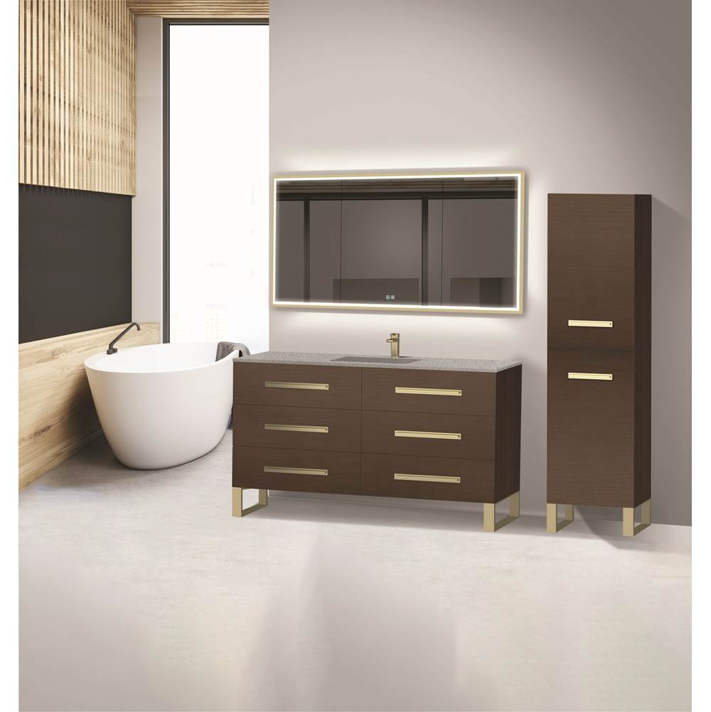 Madeli - Madeli Icon 60C'' Free standing Vanity Cabinet in Walnut/HW: Brushed Nickel(BN) - Walnut With Brushed Nickel