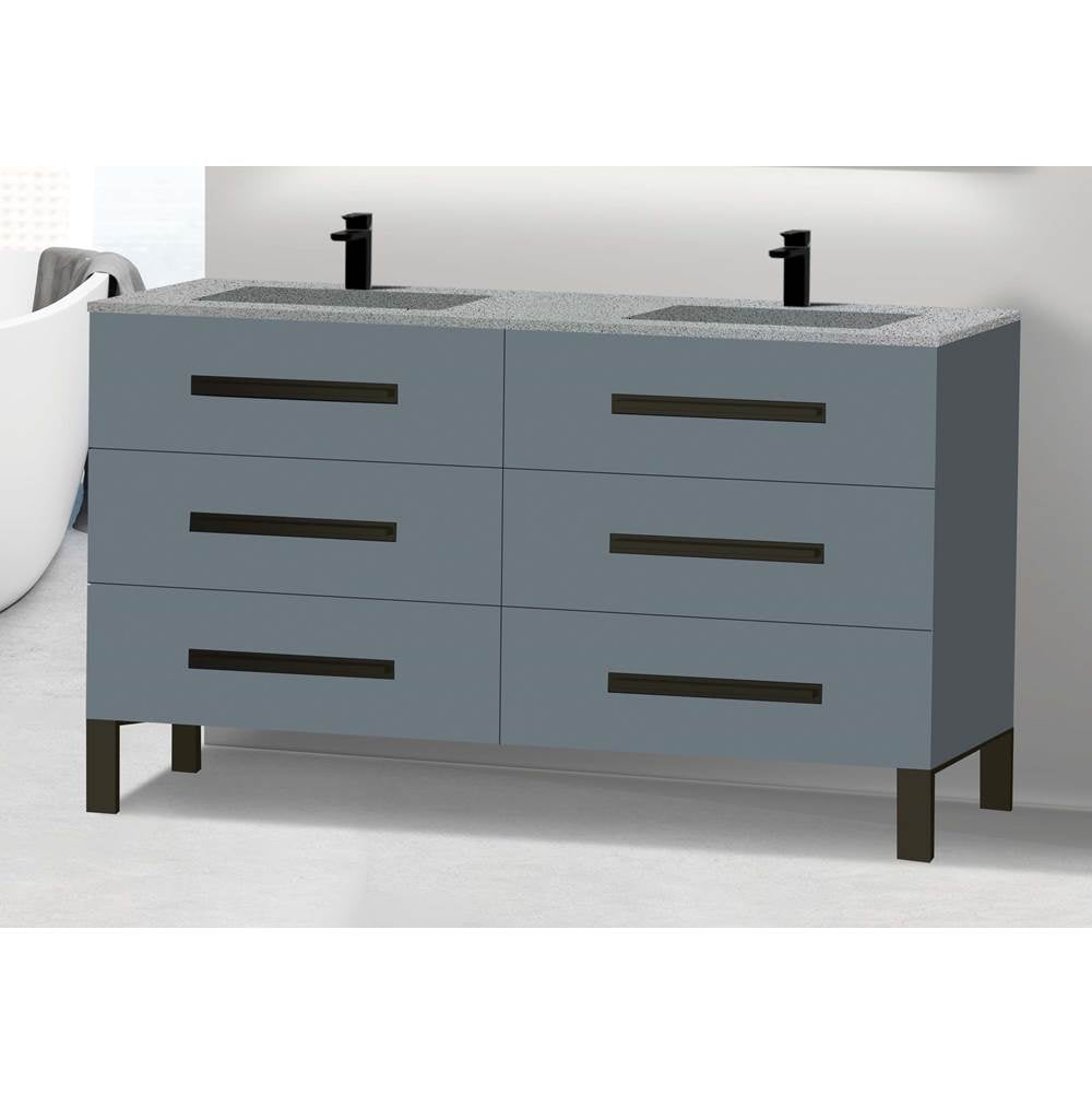 Madeli - Madeli Icon 60D'' Free standing Vanity Cabinet in Studio Grey/HW: Polished Nickel(PN) - Studio Gray With Polished Nickel