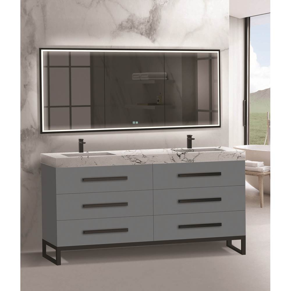 Madeli - Madeli Icon 72'' Free standing Vanity Cabinet in Studio Grey/HW: Matte Black(MB) - Studio Gray With Matte Black