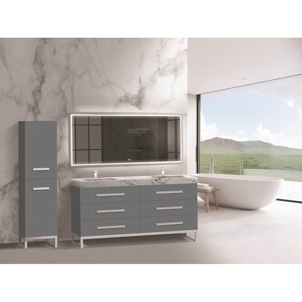Madeli - Madeli Icon 72'' Free standing Vanity Cabinet in Studio Grey/HW: Satin Brass(SB) - Studio Gray With Satin Brass