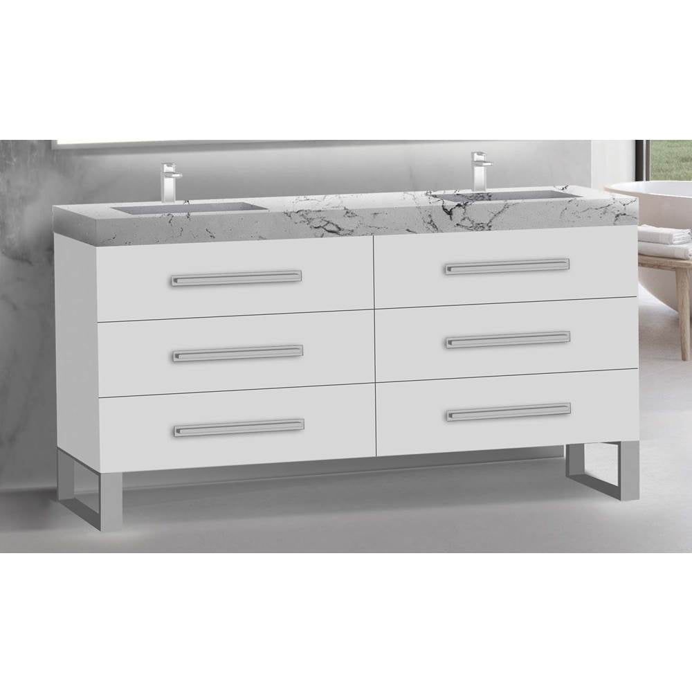 Madeli - Madeli Icon 72'' Free standing Vanity Cabinet in White/HW: Polished Nickel(PN) - White With Polished Nickel