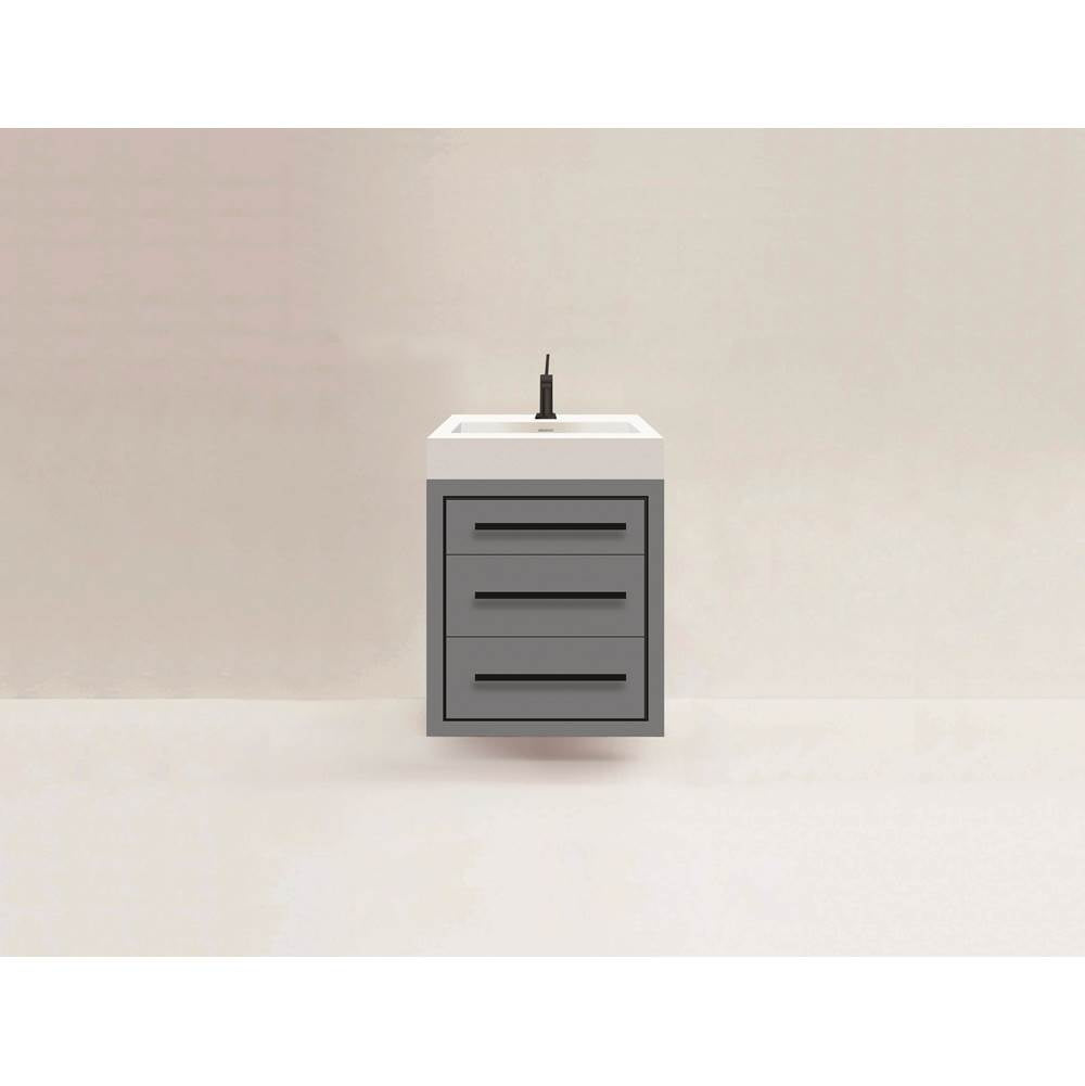 Madeli - Madeli Villa 24'' Wall hung Vanity Cabinet in Studio Grey/HW: Matte Black(MB) - Studio Gray With Matte Black