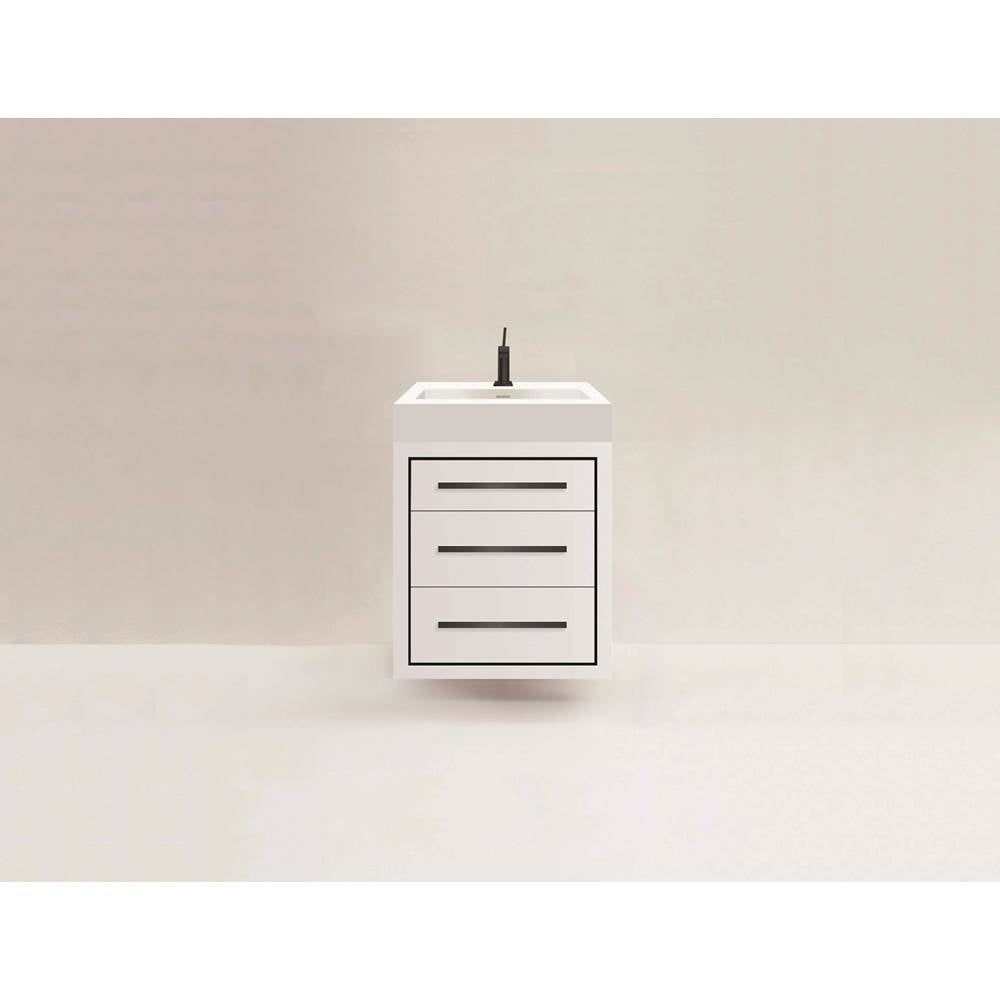 Madeli - Madeli Villa 24'' Wall hung Vanity Cabinet in White/HW: Brushed Nickel(BN) - White With Brushed Nickel