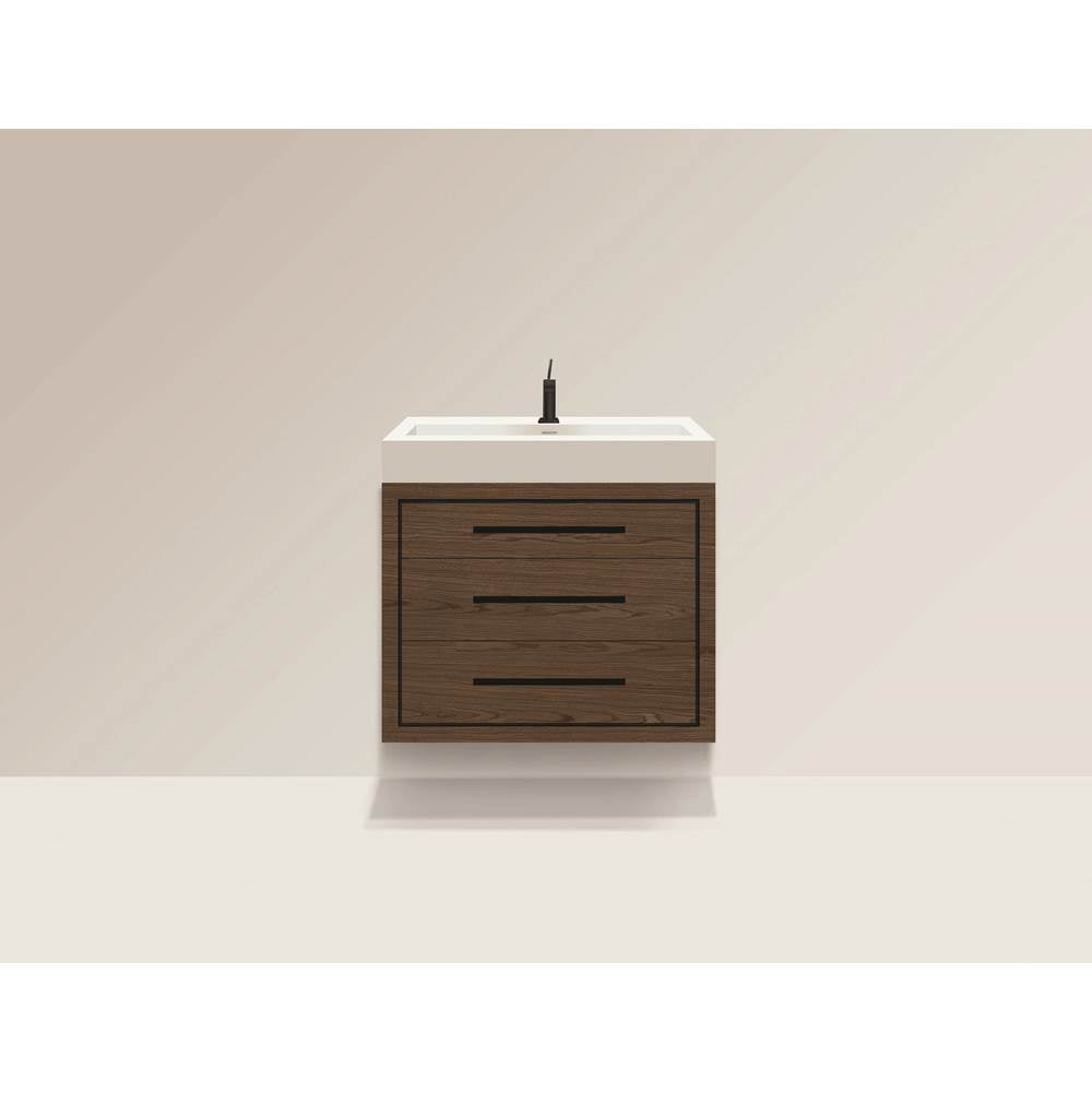 Madeli - Madeli Villa 30'' Wall hung Vanity Cabinet in Brandy/HW: Polished Chrome(PC) - Brandy With Polished Chrome