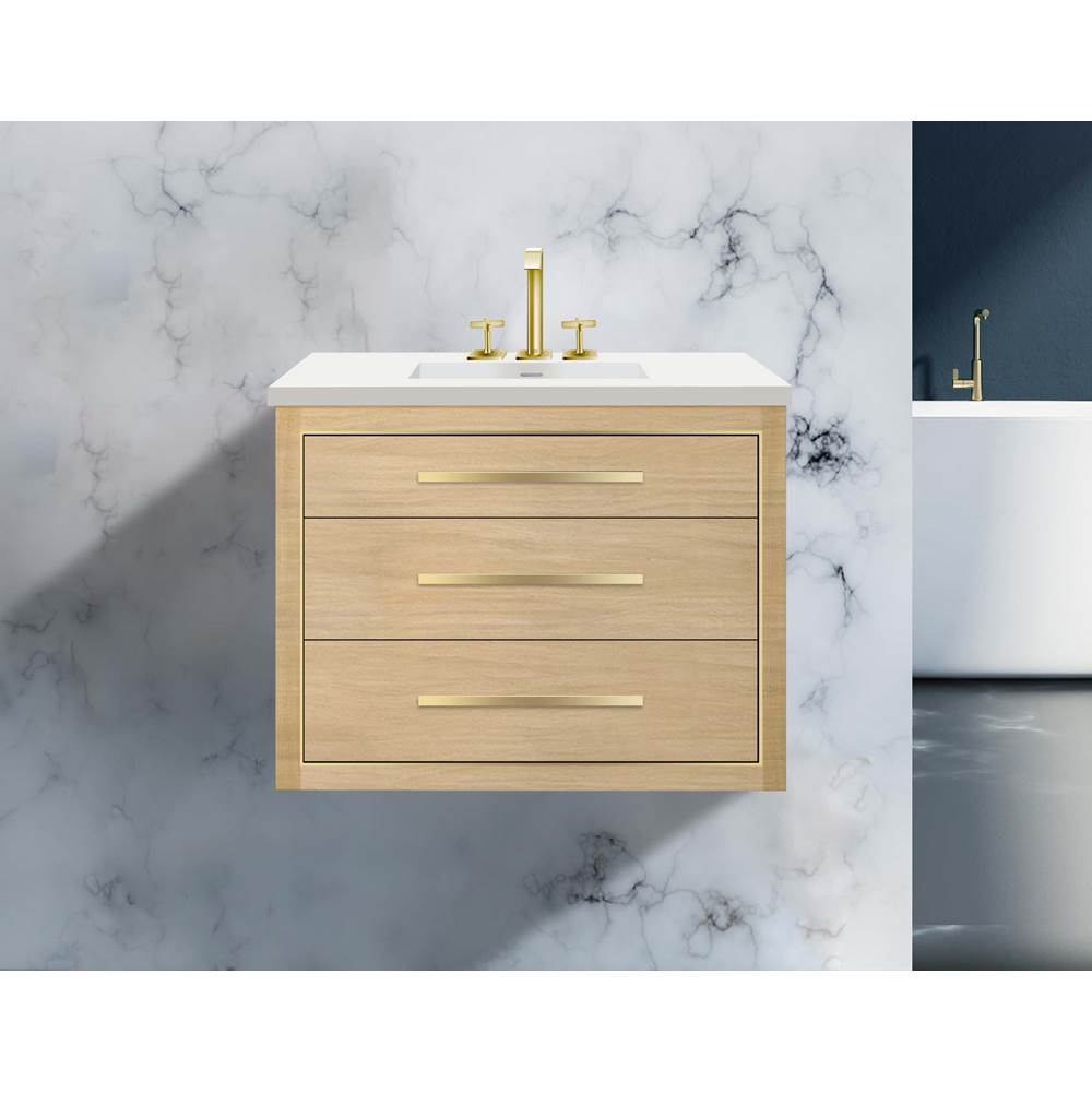 Madeli - Madeli Villa 36'' Wall hung Vanity Cabinet in Natural Oak/HW: Polished Nickel(PN) - Natural Oak With Polished Nickel