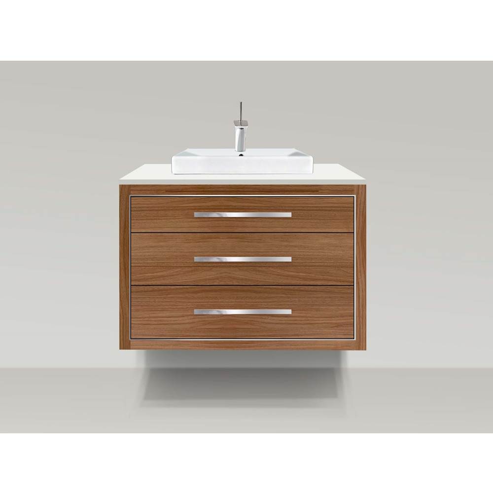 Madeli - Madeli Villa 42'' Wall hung Vanity Cabinet in Natural Walnut/HW: Polished Nickel(PN) - Natural Walnut With Polished Nickel
