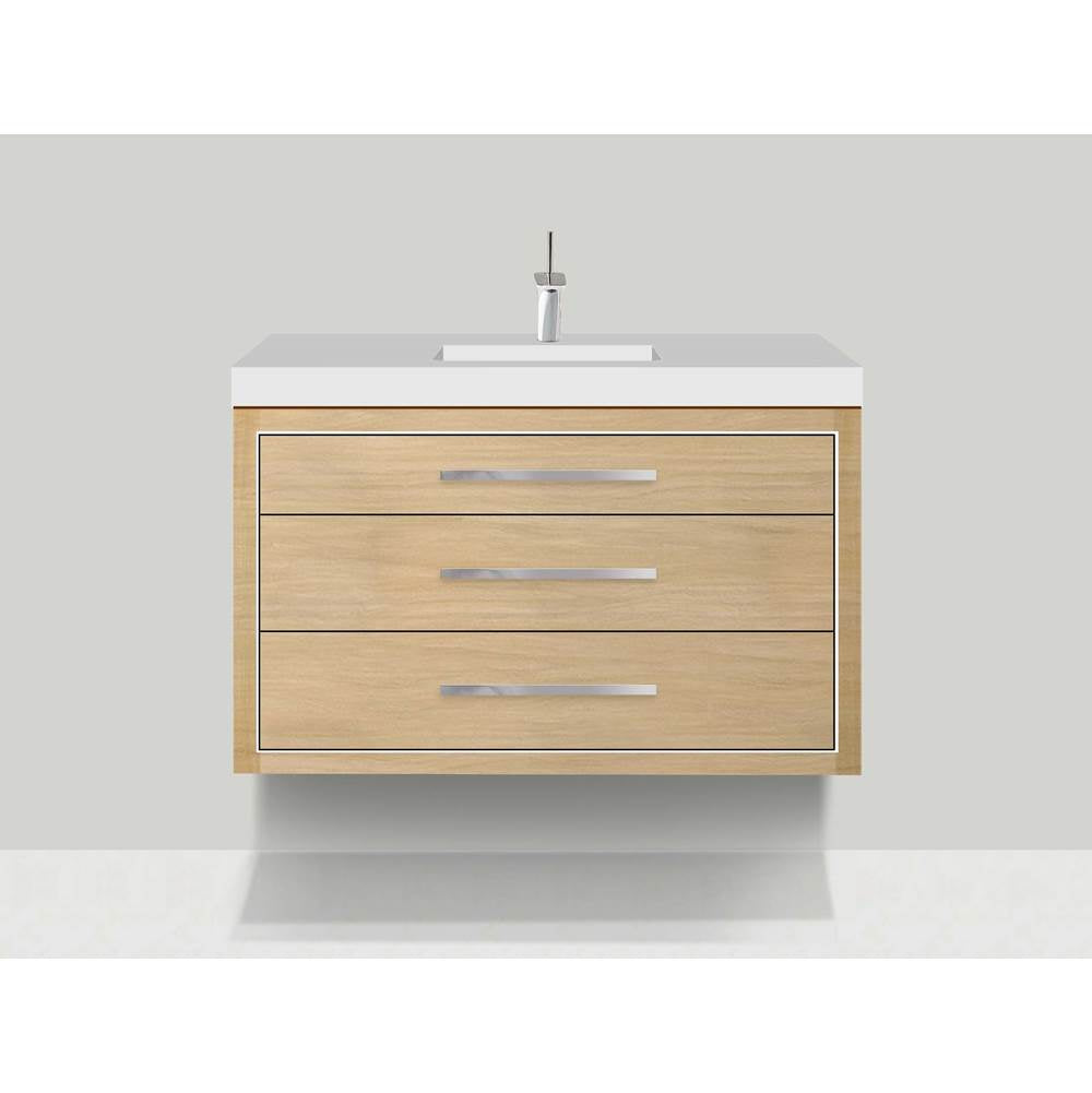 Madeli - Madeli Villa 48C'' Wall hung Vanity Cabinet in Natural Oak/HW: Matte Black(MB) - Natural Oak With Matte Black