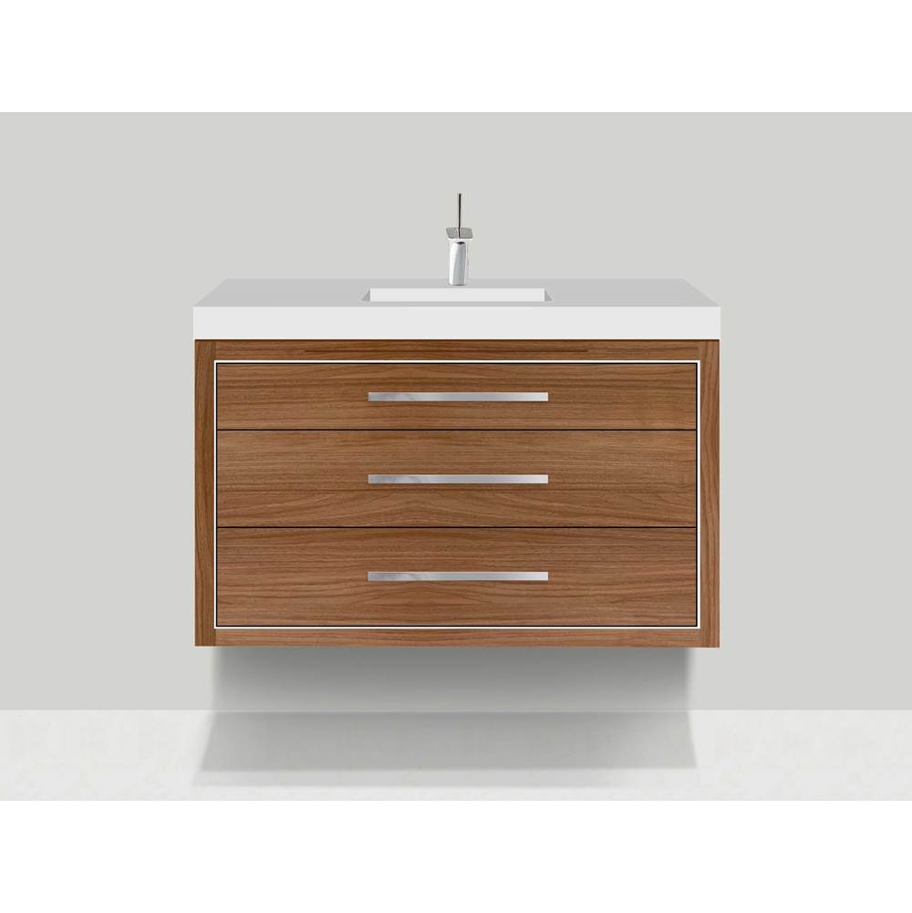 Madeli - Madeli Villa 48C'' Wall hung Vanity Cabinet in Natural Walnut/HW: Polished Chrome(PC) - Natural Walnut With Polished Chrome