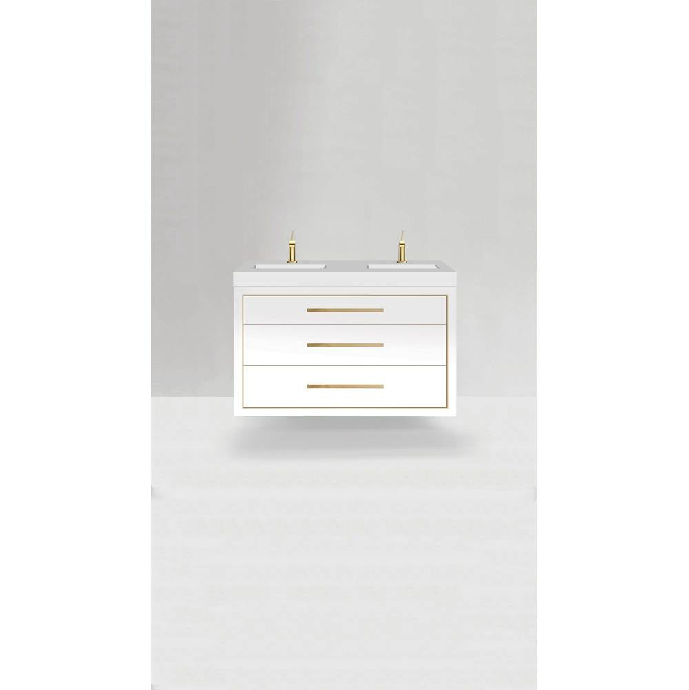 Madeli - Madeli Villa 48C'' Wall hung Vanity Cabinet in White/HW: Polished Nickel(N ) - White With Polished Nickel