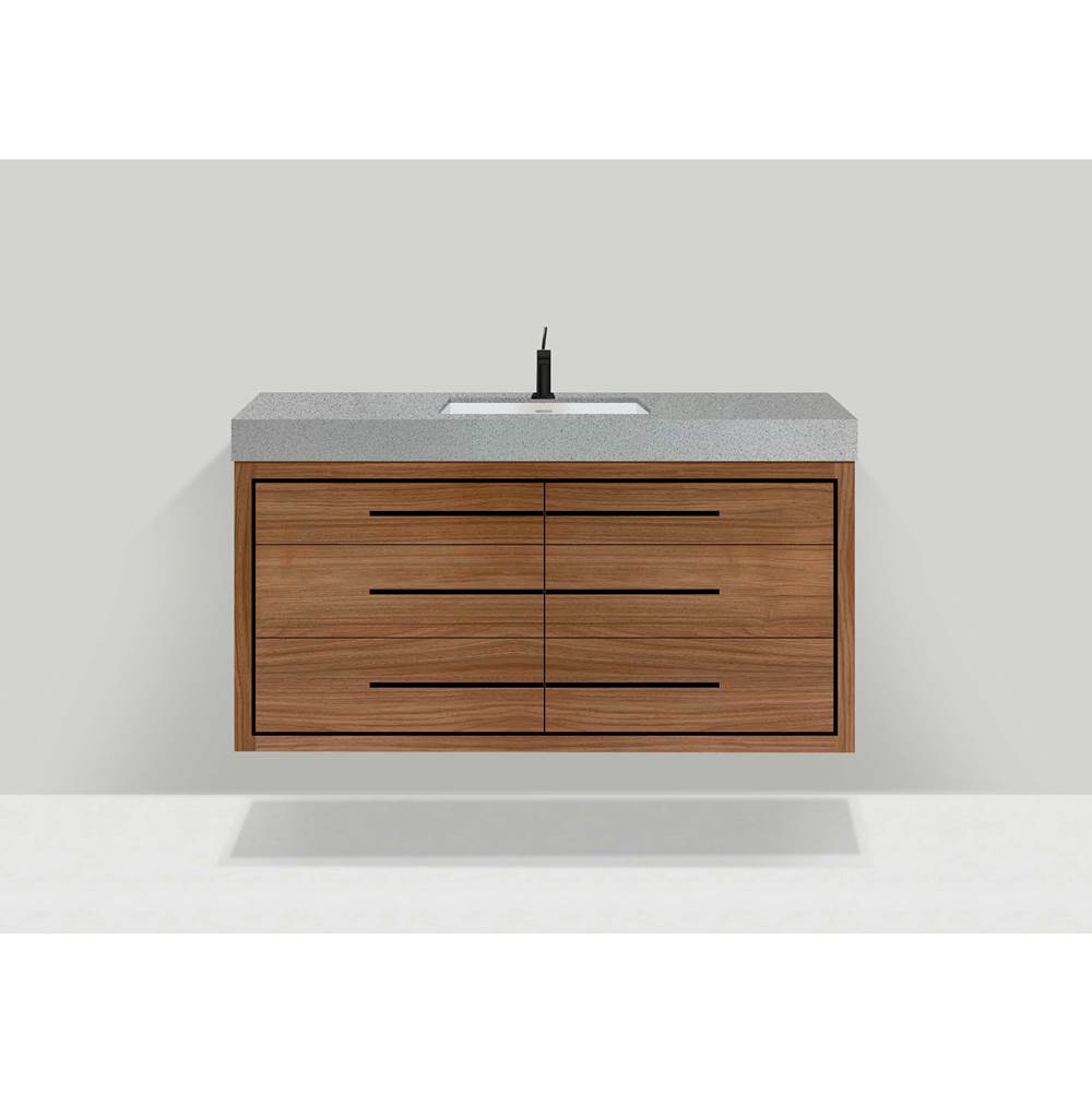 Madeli - Madeli Villa 60C'' Wall hung Vanity Cabinet in Natural Walnut/HW: Polished Chrome(PC) - Natural Walnut With Polished Chrome