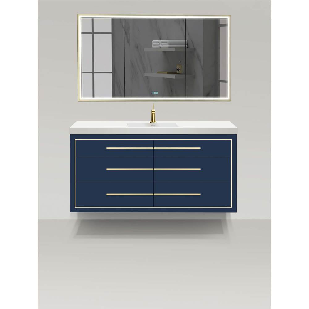Madeli - Madeli Villa 60C'' Wall hung Vanity Cabinet in Sapphire/HW: Satin Brass(SB) - Sapphire With Satin Brass