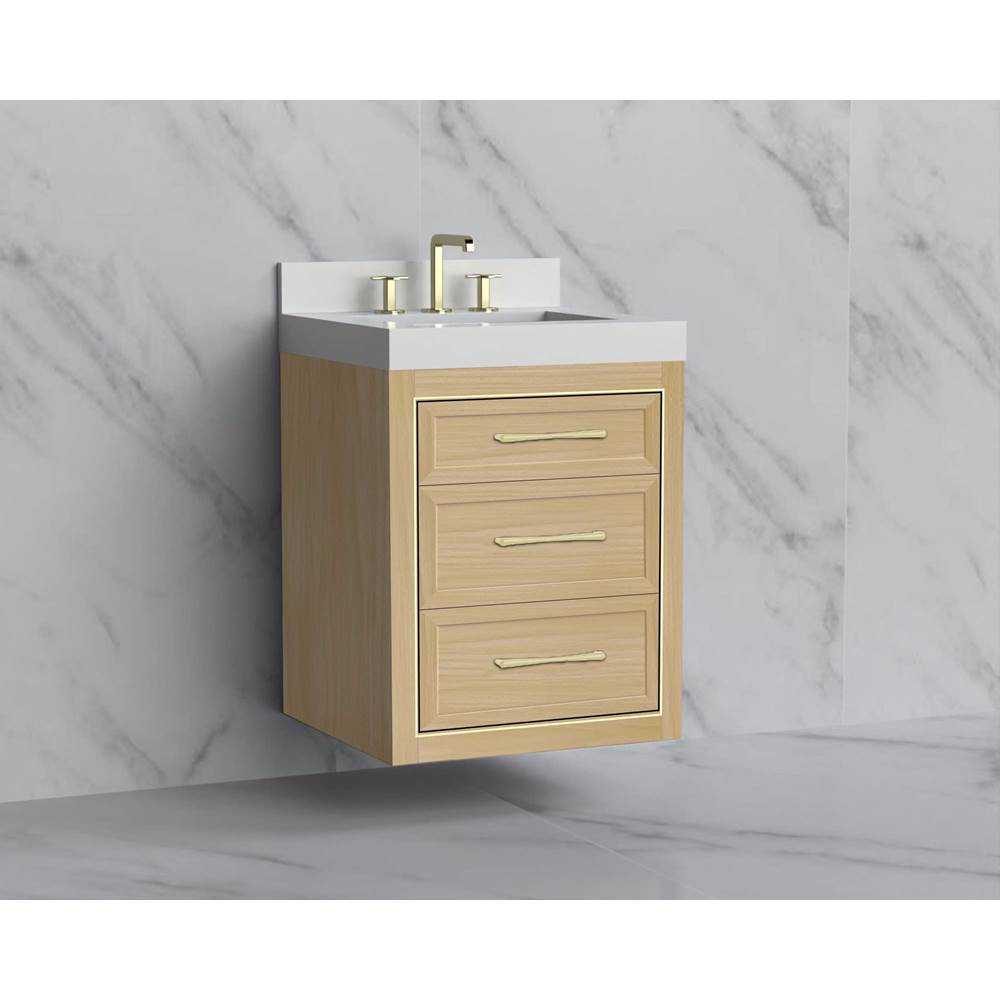 Madeli - Madeli Renaissance 24'' Wall hung Vanity Cabinet in Natural Oak/HW: Handles Polished Chrome(PC) - Natural Oak With Polished Chrome
