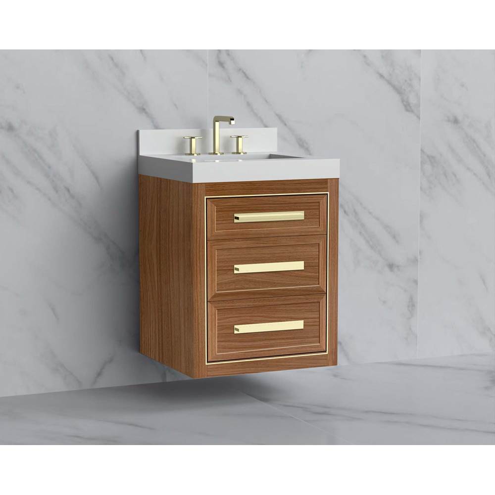Madeli - Madeli Renaissance 24'' Wall hung Vanity Cabinet in Natural Walnut/HW: Handles Polished Chrome(PC) - Natural Walnut With Polished Chrome