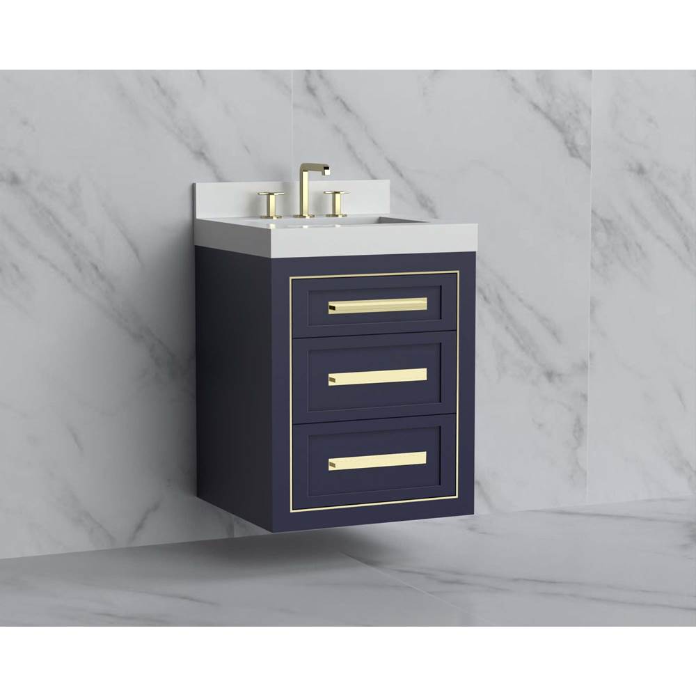 Madeli - Madeli Renaissance 24'' Wall hung Vanity Cabinet in Sapphire/HW: Handles Polished Chrome(PC) - Sapphire With Polished Chrome