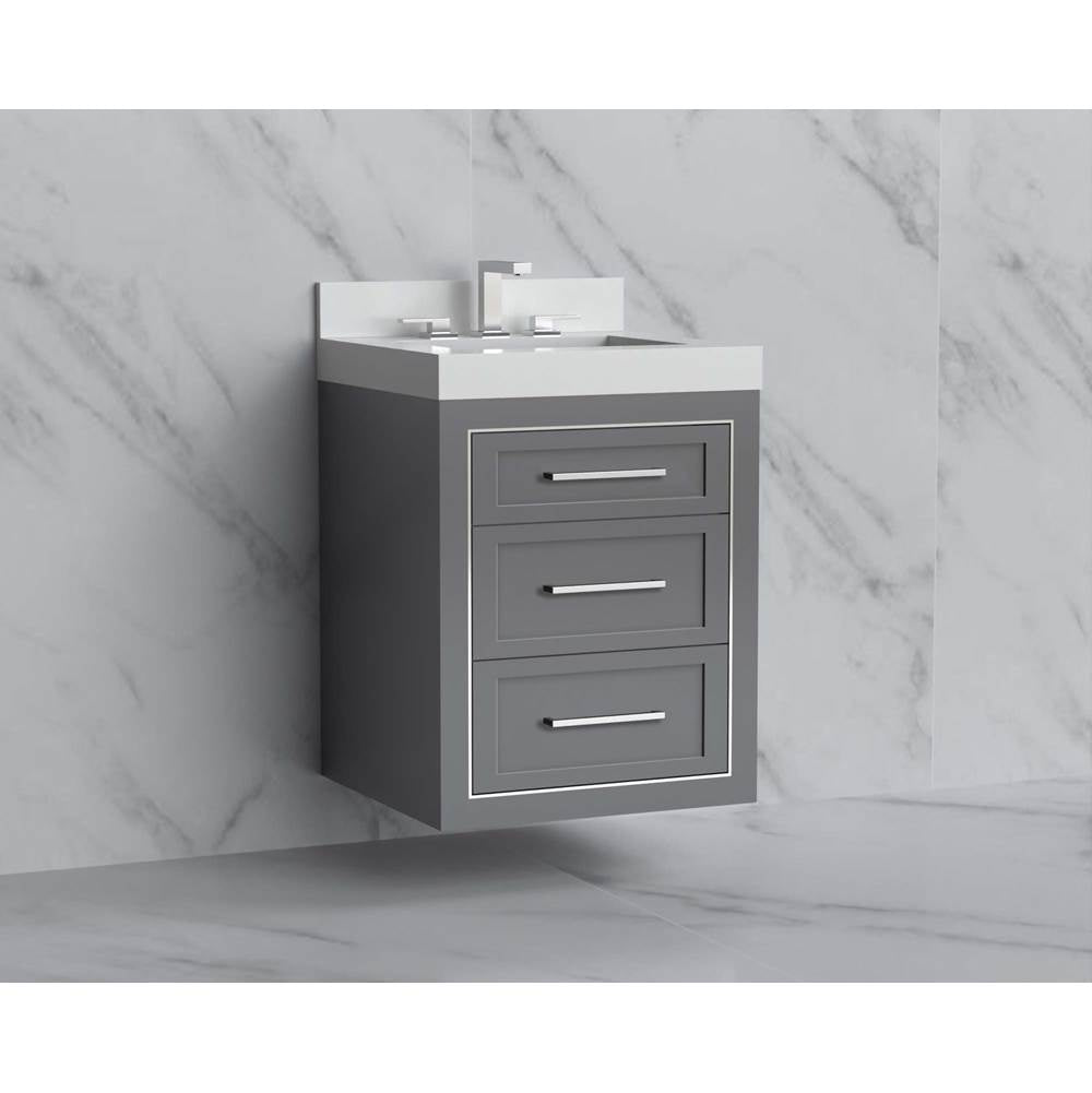 Madeli - Madeli Renaissance 24'' Wall hung Vanity Cabinet in Studio Grey/HW: Handles Satin Brass(SB) - Studio Gray With Satin Brass