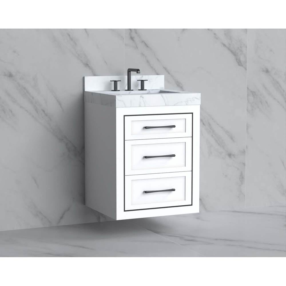Madeli - Madeli Renaissance 24'' Wall hung Vanity Cabinet in White/HW: Handles Polished Nickel(PN) - White With Polished Nickel