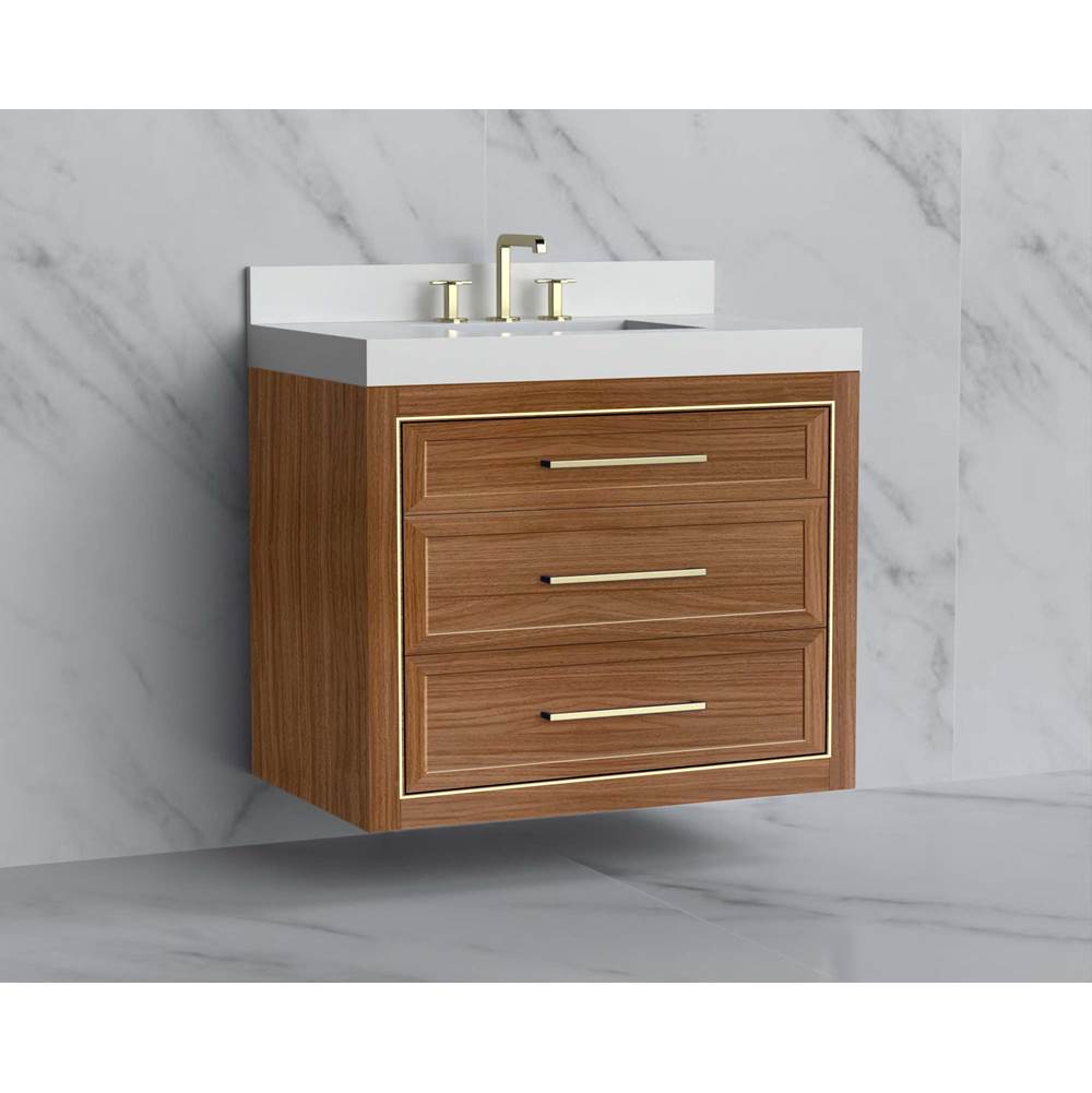 Madeli - Madeli Renaissance 36'' Wall hung Vanity Cabinet in Natural Walnut/HW: Handles Matte Black(MB) - Natural Walnut With Matte Black